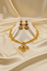 CZ Elite Floral Pendant Designer Necklace Set
