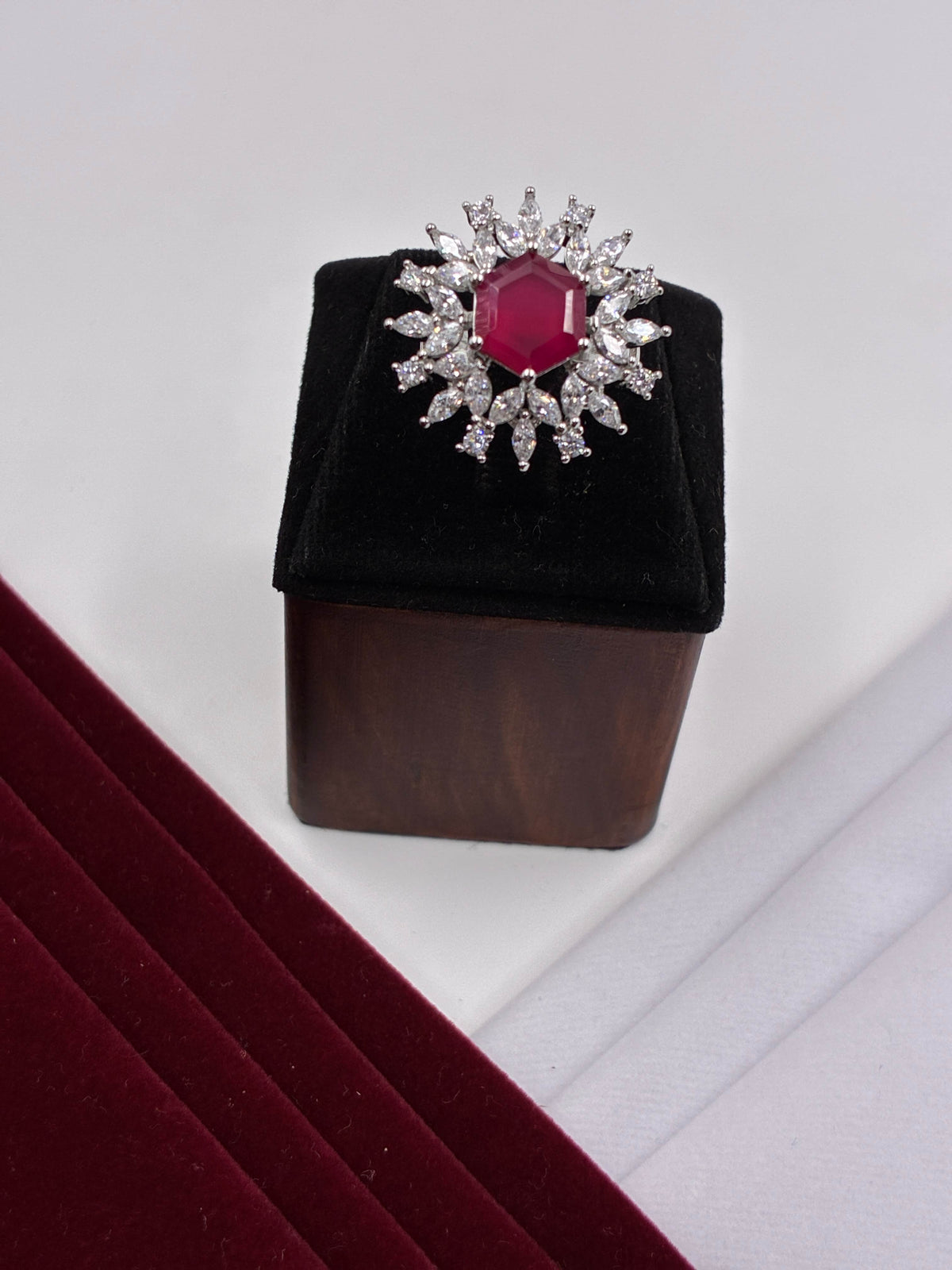 CZ Rich Ruby Stylish Finger Ring