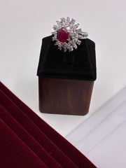 CZ Rich Ruby Stylish Finger Ring