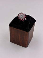 CZ Royale Ruby Blooming Finger Ring