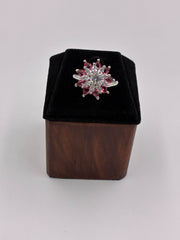 CZ Royale Ruby Blooming Finger Ring