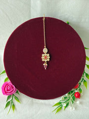 Kundan Square Ruby Drop Mang Tika