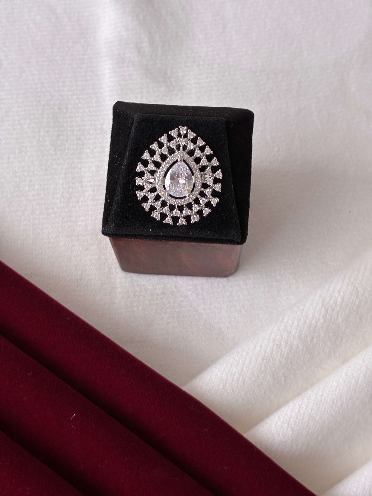 CZ Pear shape Designer Finger Ring