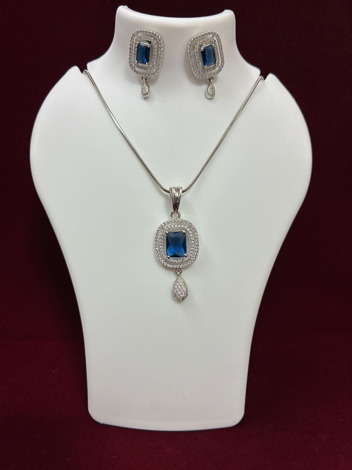 CZ Blue Pendant set