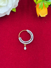 CZ Two Tone Double line Nose Ring