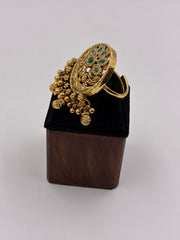 Antique Golden-Green Ghungroo Finger Ring