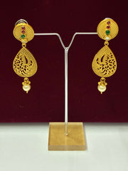 Antique Beautifully Carved Pearl Drop Earring