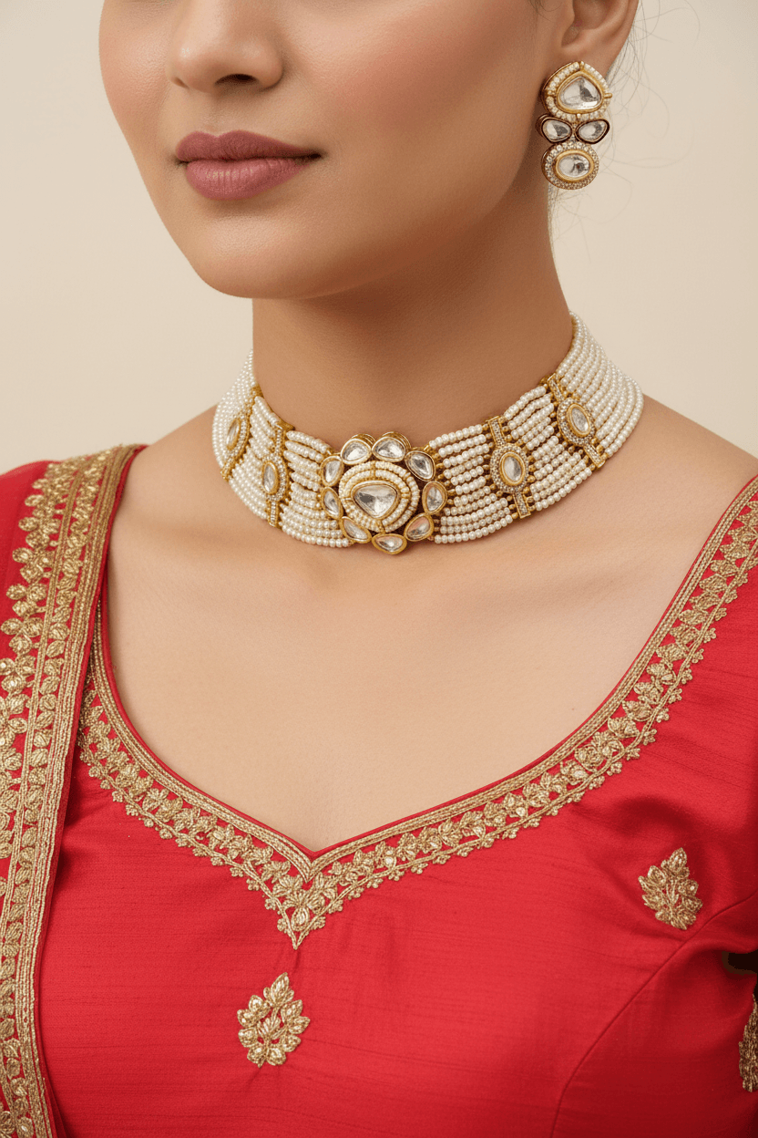 Kundan Classic Floral Choker Necklace set