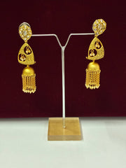Antique Embossed Tassel Jhumka Earring