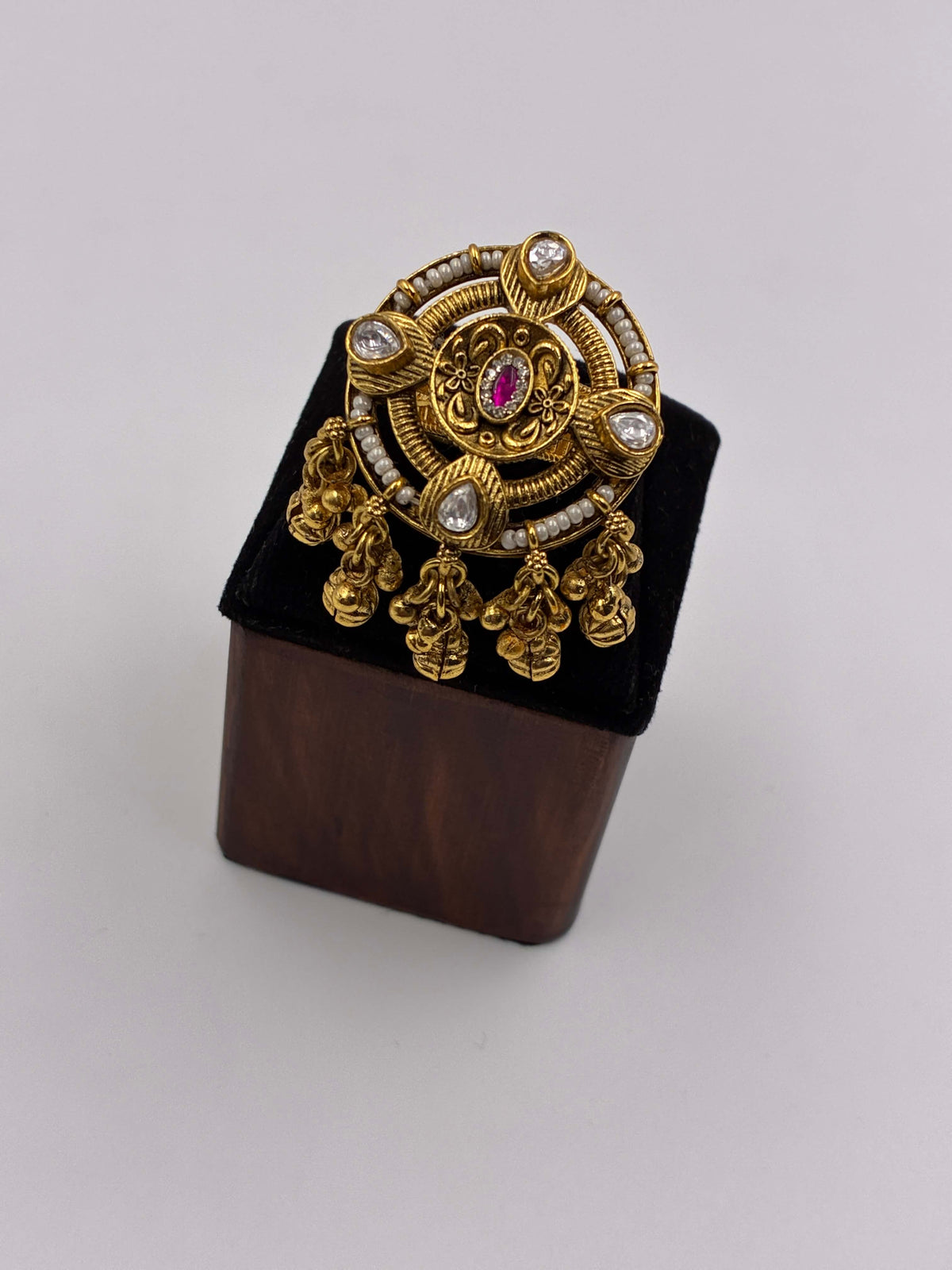 Antique Ruby Beads Ghungroo Finger Ring
