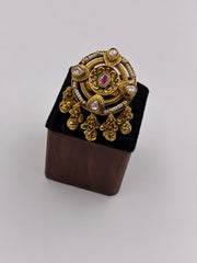 Antique Ruby Beads Ghungroo Finger Ring