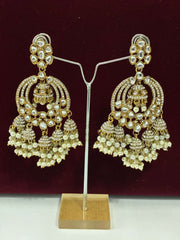 Antique Multi Dome Stone and Pearl Jhumka Earring