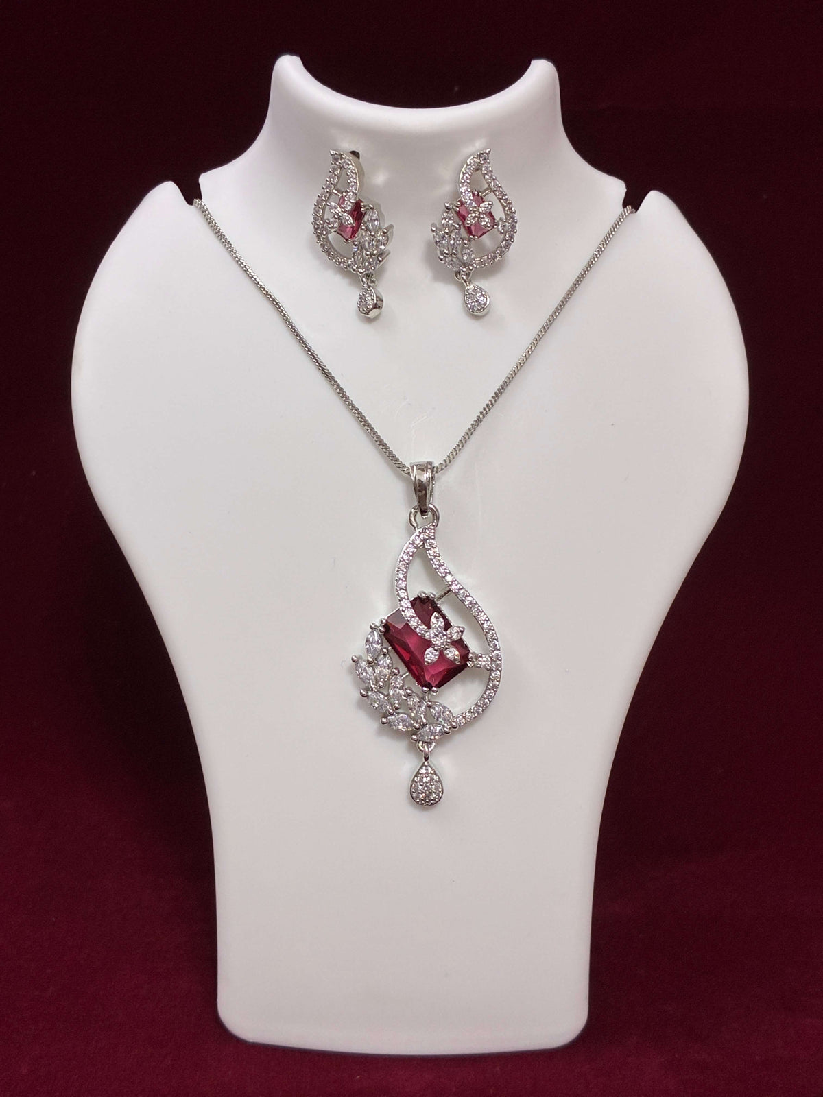 CZ Ruby Designer Pendant set