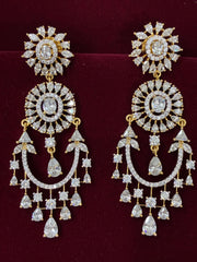 CZ Dual tone Contemprary Chandbali Earring