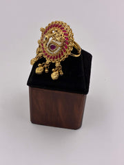Antique Ruby Peacock Drop Finger Ring