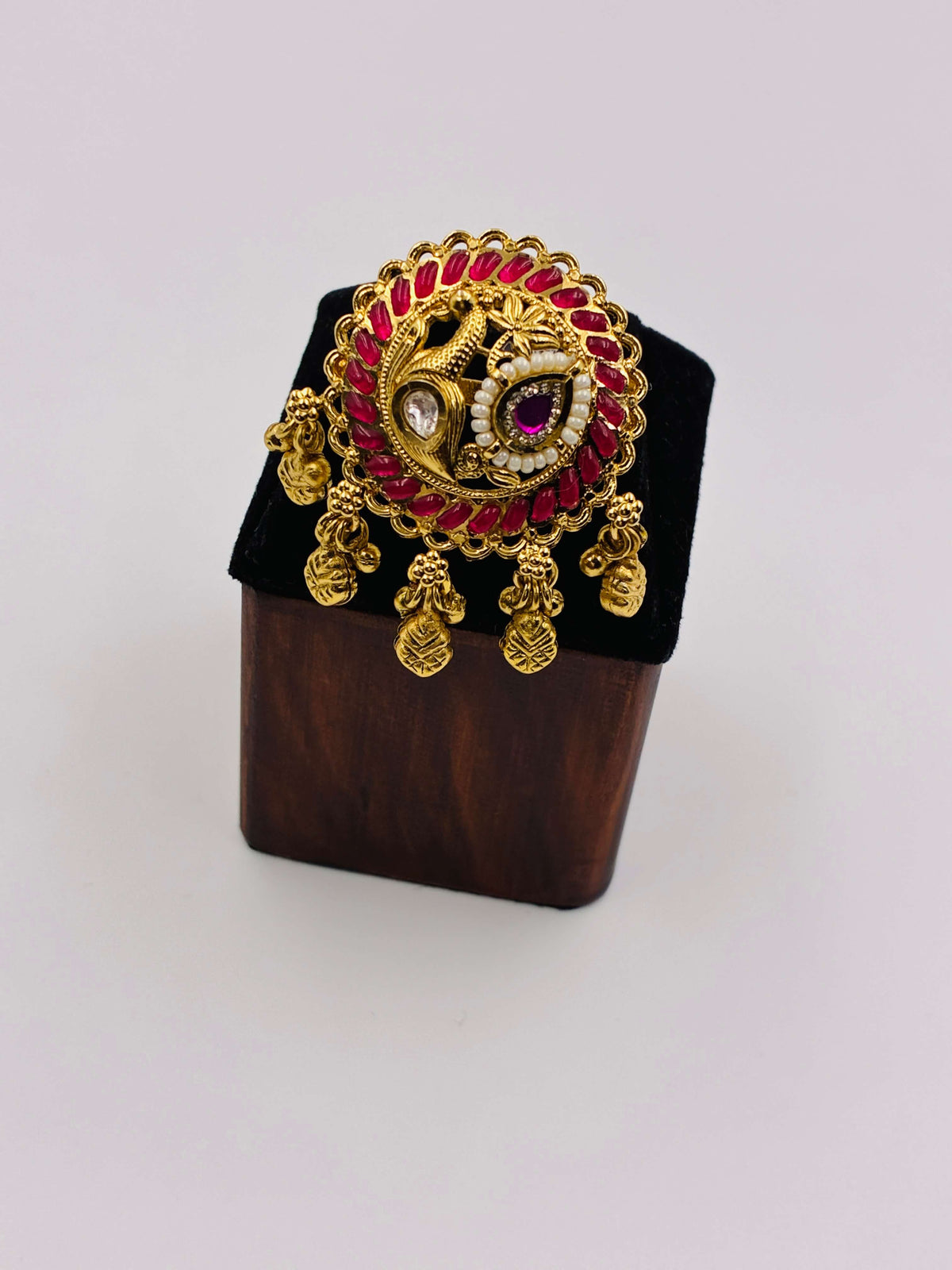 Antique Ruby Peacock Drop Finger Ring