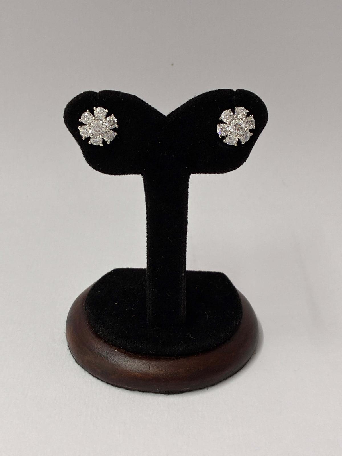 CZ Silver tone Seven stone Stud Earring