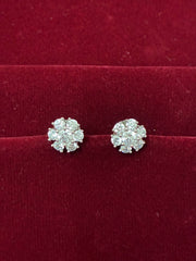 CZ Silver tone Seven stone Stud Earring