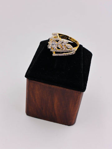 CZ Two tone Designer Finger Ring