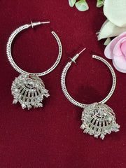 CZ Half Hoop Jhumka Fusion Earring