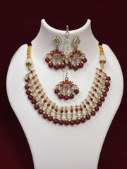 Indo Western Stone Beads Cluster Necklace Set