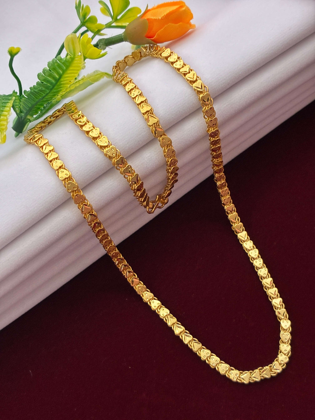 Gold Plated Heart shape designer chain