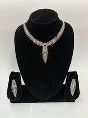 CZ Sparkling Drop Leaf Necklace Set