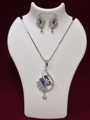 CZ Blue Designer Pendant set