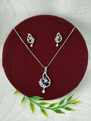 CZ Blue Designer Pendant set