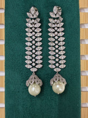 CZ Splendid dangle Earring with Pearl Drop