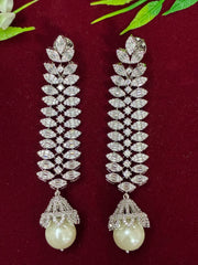 CZ Splendid dangle Earring with Pearl Drop