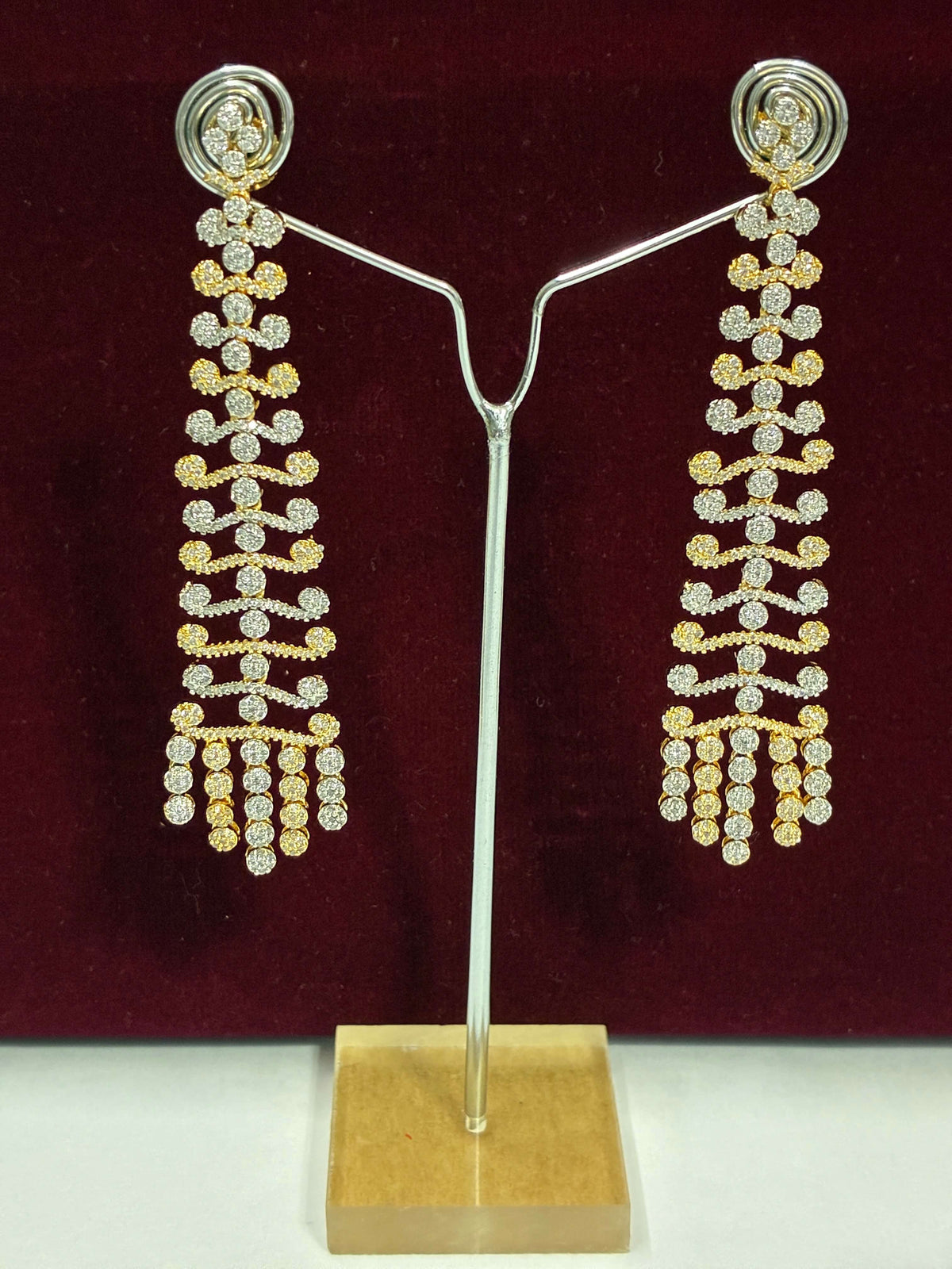 CZ Splendid Long layered dangle Earring