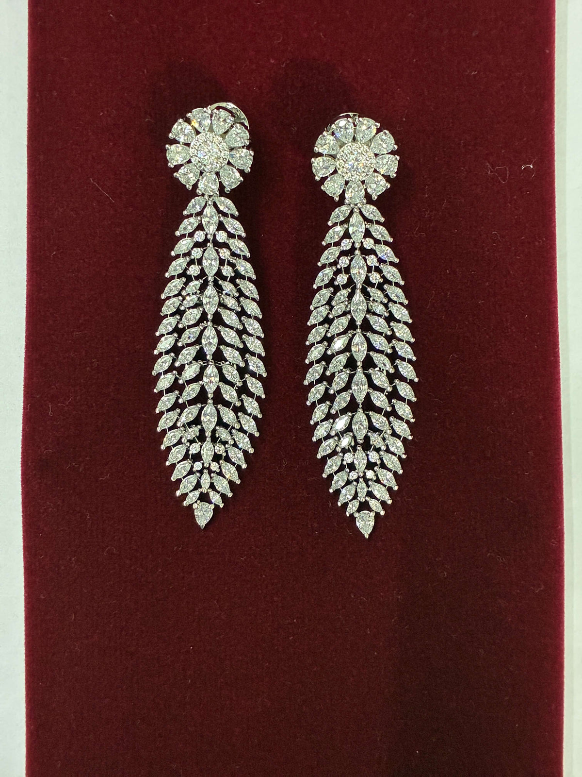 CZ Long Leaf Earring
