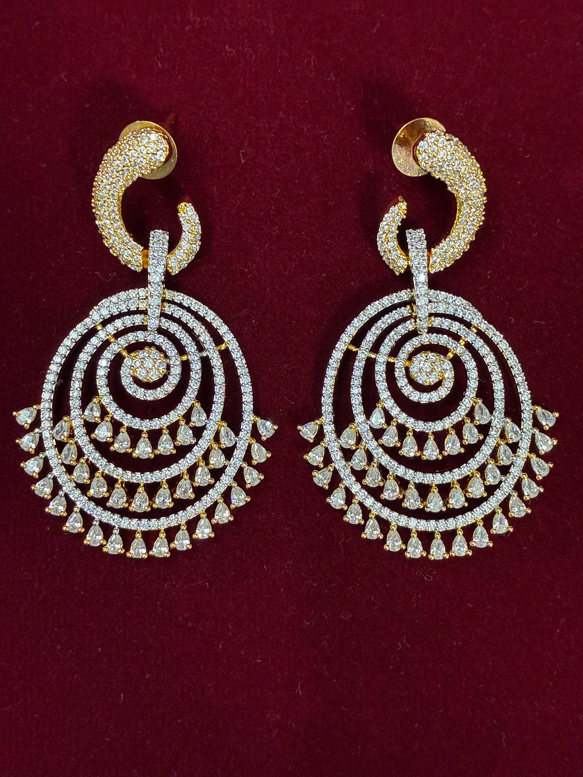 CZ Sparkling round Spiral Design Earring