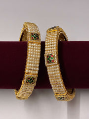 Pearl Bangle with Ruby Green Meenakari