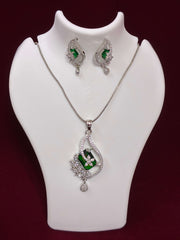 CZ Emerald Green Designer Pendant set
