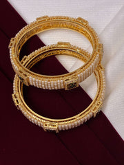 Pearl Bangle with Ruby Green Meenakari