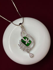CZ Emerald Green Designer Pendant set