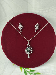CZ Emerald Green Designer Pendant set