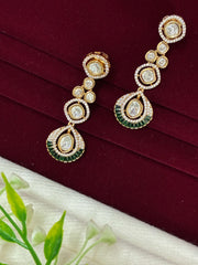 Kundan Beautifully studded Emerald Green Earring