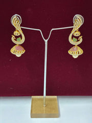 CZ Classic Ruby Green Peacock Jhumka Earing