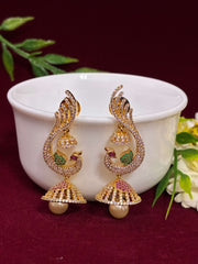CZ Classic Ruby Green Peacock Jhumka Earing