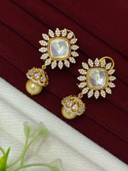 Kundan Pearl Drop Jhumka Earring
