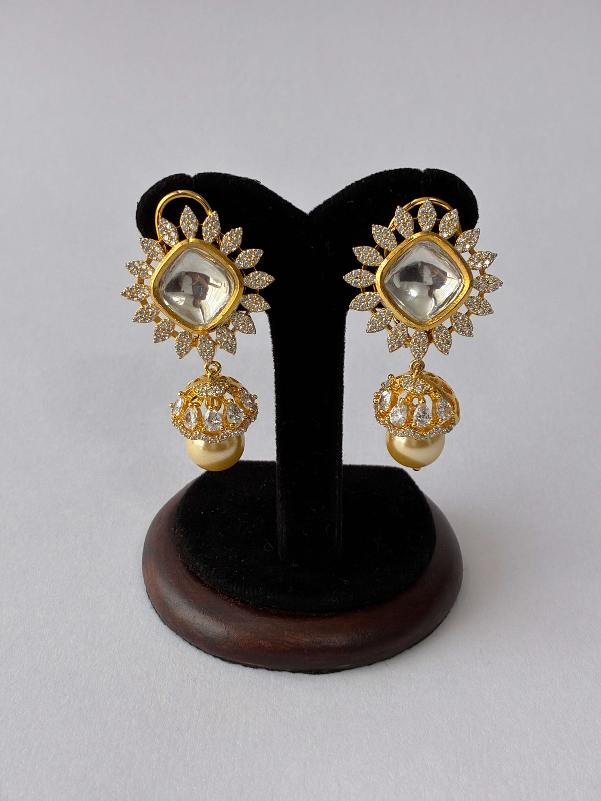 Kundan Pearl Drop Jhumka Earring