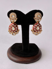 Kundan Ruby Red Meenakari Drop Earrings