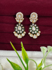 Kundan Emerald Green Meenakari Earrings