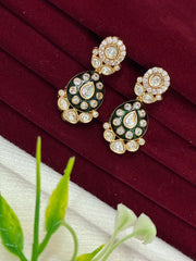 Kundan Emerald Green Meenakari Earrings