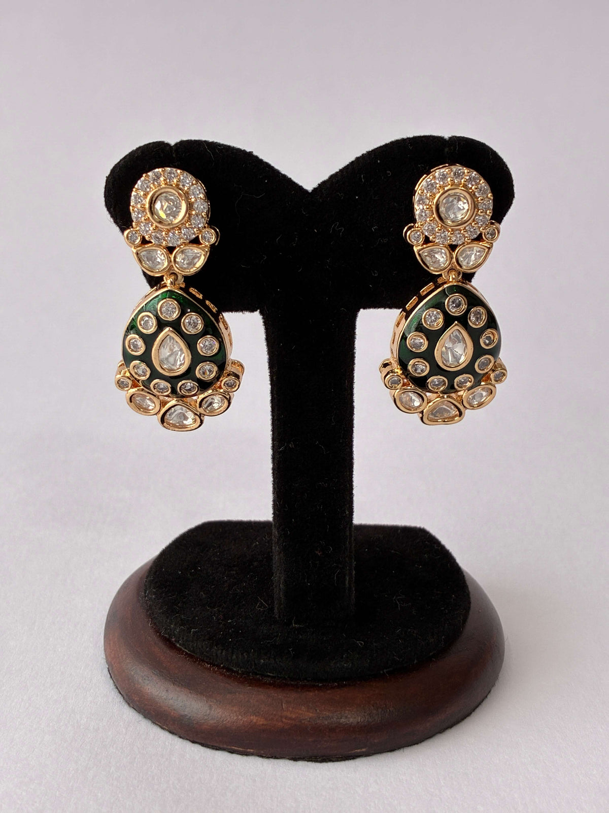 Kundan Emerald Green Meenakari Earrings