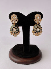 Kundan Emerald Green Meenakari Earrings