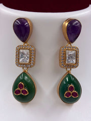 Kundan Multicoloured Designer Drop Earring